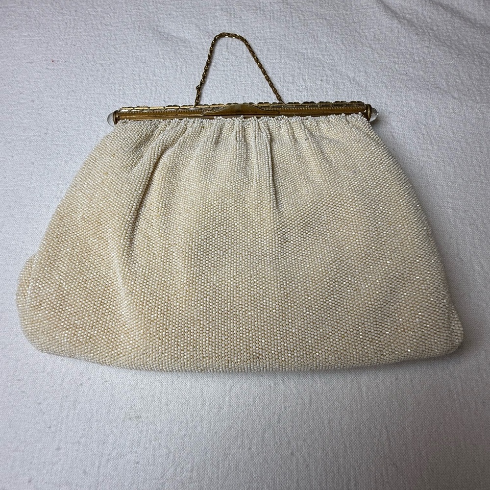 VTG Nouveau Handmadee Micro Bead Clutch Purse Evening Bag Roaring 20’s Style